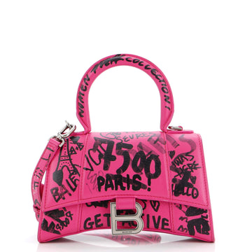 Balenciaga Graffiti Hourglass Top Handle Bag Leather XS