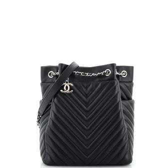 Chanel Urban Spirit Drawstring Bag Chevron Calfskin Small