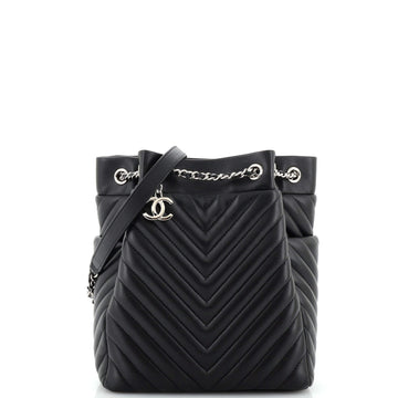 Chanel Urban Spirit Drawstring Bag Chevron Calfskin Small