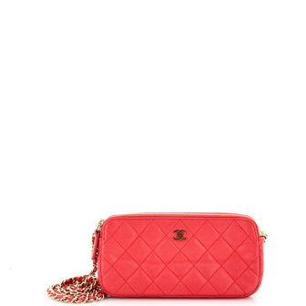 Chanel Double Zip Clutch with Chain Quilted Caviar