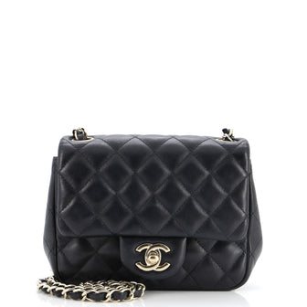 Chanel Square Classic Single Flap Bag Quilted Lambskin Mini