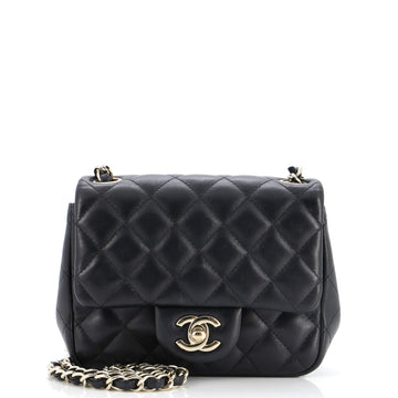 Chanel Square Classic Single Flap Bag Quilted Lambskin Mini