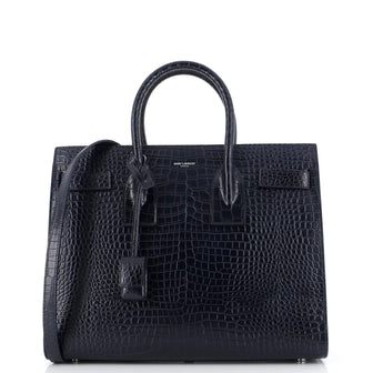 Saint Laurent Sac de Jour Bag Crocodile Embossed Leather Small