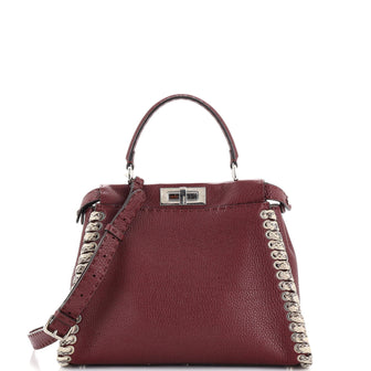 Fendi Selleria Peekaboo Bag Leather with Python Whipstitch Regular