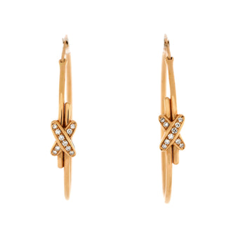 Chaumet Jeux De Liens Hoop Earrings 18K Rose Gold with Diamonds