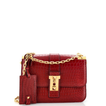 Valentino Garavani B-Rockstud Shoulder Bag Crocodile Embossed Leather Medium