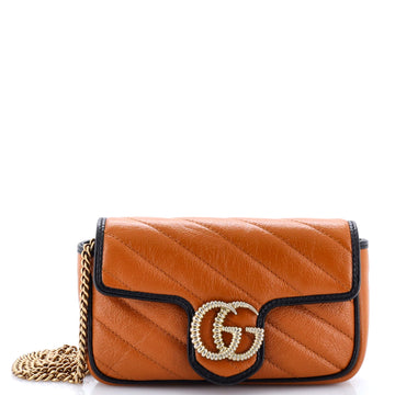 Gucci GG Marmont Flap Bag Diagonal Quilted Leather Super Mini