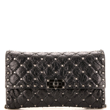 Valentino Garavani Rockstud Spike Wallet on Chain Quilted Leather Small