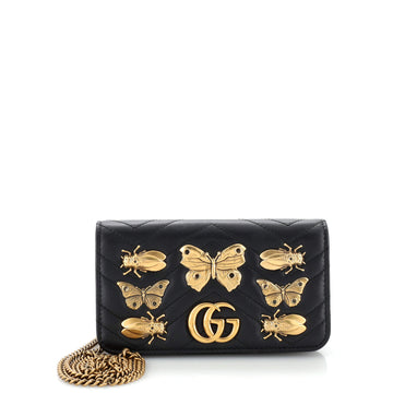 Gucci GG Marmont Chain Flap Bag Embellished Matelasse Leather Mini