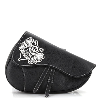 Christian Dior Shawn Stussy Saddle Crossbody Bag Leather with Applique
