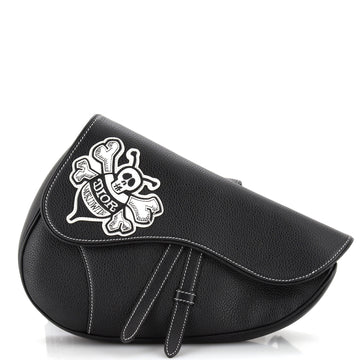 Christian Dior Shawn Stussy Saddle Crossbody Bag Leather with Applique