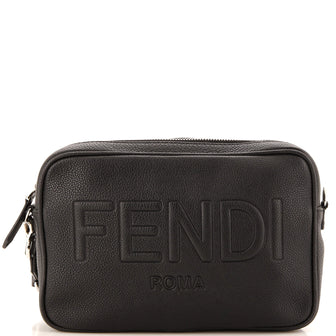 Fendi Logo Camera Bag Embossed Leather