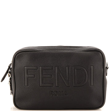 Fendi Logo Camera Bag Embossed Leather