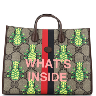 Gucci Interlocking G Patch Convertible Tote Printed Jumbo GG Coated Canvas Large