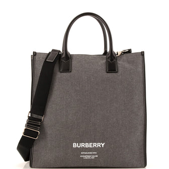 Burberry Kane Tote Horseferry Print Canvas with Leather Tall