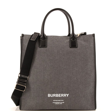 Burberry Kane Tote Horseferry Print Canvas with Leather Tall