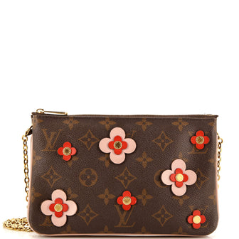 Louis Vuitton Double Zip Pochette Limited Edition Blooming Flowers Monogram Canvas