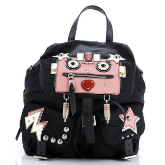 Prada Robot Double Front Pocket Backpack Tessuto Medium