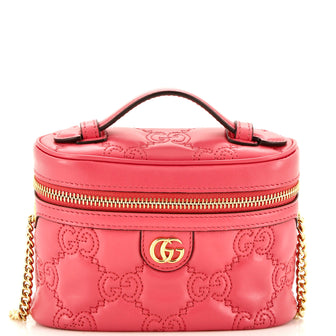 Gucci Top Handle Vanity Chain Bag GG Matelasse Leather Mini