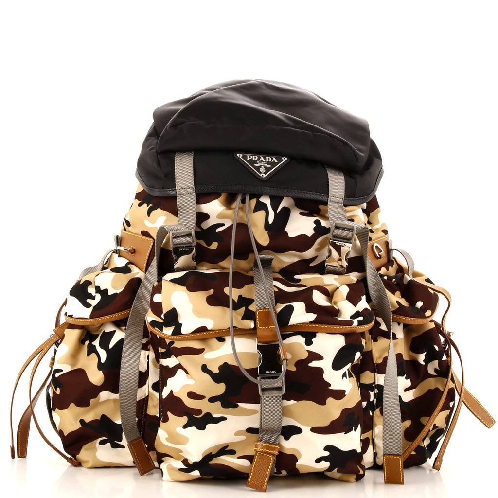 Prada Camouflage Multipocket Buckle Backpack Printed Tessuto