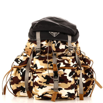 Prada Camouflage Multipocket Buckle Backpack Printed Tessuto