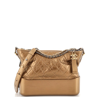 Chanel Gabrielle Hobo Quilted Metallic Aged Calfskin Medium