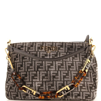 Fendi O'Lock Zip Shoulder Bag Zucca Chenille