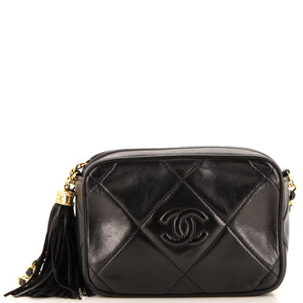 Chanel Vintage Diamond CC Camera Bag Quilted Leather Small