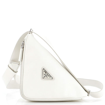 Prada Triangle Logo Zip Around Shoulder Bag Saffiano Leather