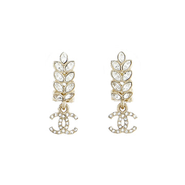Chanel CC Sparkling Wheat Dangle Earrings Metal and Crystals