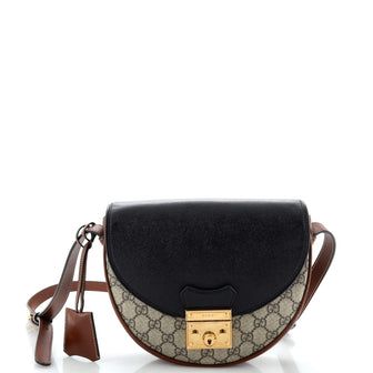 Gucci Padlock Saddle Shoulder Bag GG Coated Canvas and Leather Small