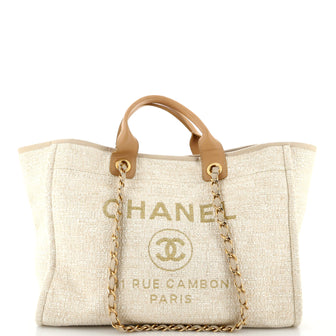 Chanel Deauville Tote Raffia with Glitter Detail Medium