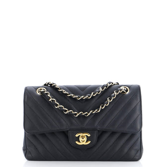 Chanel Classic Double Flap Bag Chevron Caviar Small