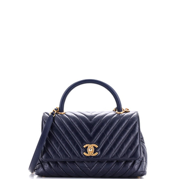 Chanel Coco Top Handle Bag Chevron Calfskin Small
