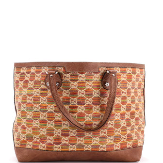 Gucci Sunset Tote Straw Libeccio GG Canvas Large