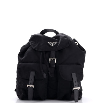 Prada Vela Double Front Pocket Backpack Tessuto with Saffiano Leather Medium
