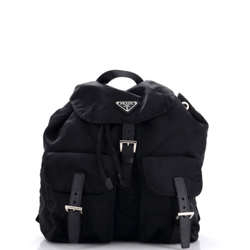 Prada Vela Double Front Pocket Backpack Tessuto with Saffiano Leather Medium
