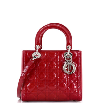 Christian Dior Lady Dior Bag Cannage Quilt Patent Medium