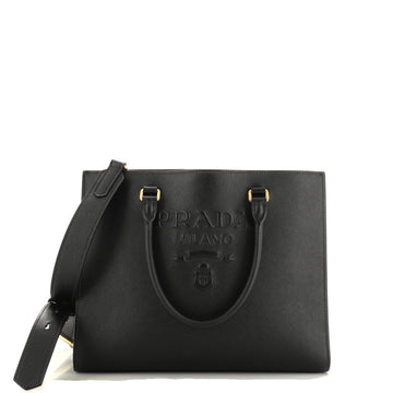 Prada Lux Embossed Logo Tote Saffiano Leather Medium