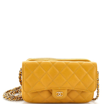 Chanel Classic Flap Phone Holder with Chain Quilted Caviar