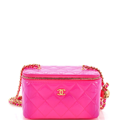 Chanel Pearl Crush Vanity Case with Chain Quilted Patent Small 285177