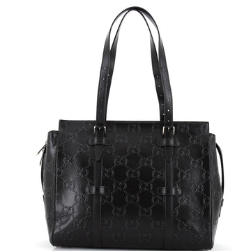 Gucci Tote Bag GG Embossed Perforated Leather