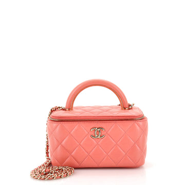 Chanel Charming Handle Vanity Case with Chain Quilted Lambskin Small