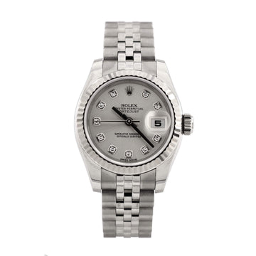 Rolex Oyster Perpetual Datejust Automatic Watch Stainless Steel and White Gold with Diamond Markers 26
