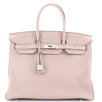 Hermes Birkin Handbag Purple Clemence with Palladium Hardware 35
