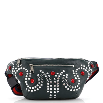 Gucci Bijoux Front Zip Waist Bag Crystal Embellished Leather