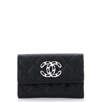 Chanel Woven CC Flap Card Case Quilted Cavier