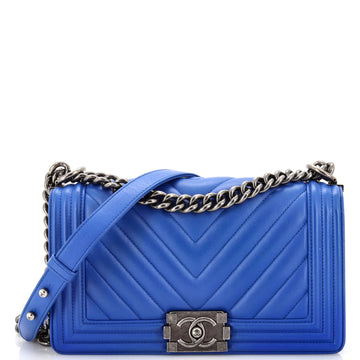 Chanel Boy Flap Bag Chevron Calfskin Old Medium