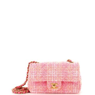 Chanel Classic Single Flap Bag Quilted Tweed Mini
