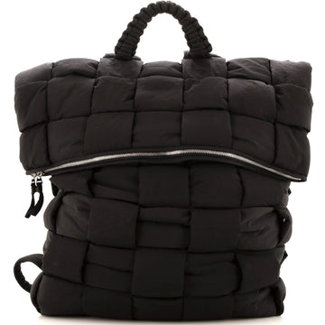 Bottega Veneta Fold-top Padded Backpack Intrecciato Nylon
